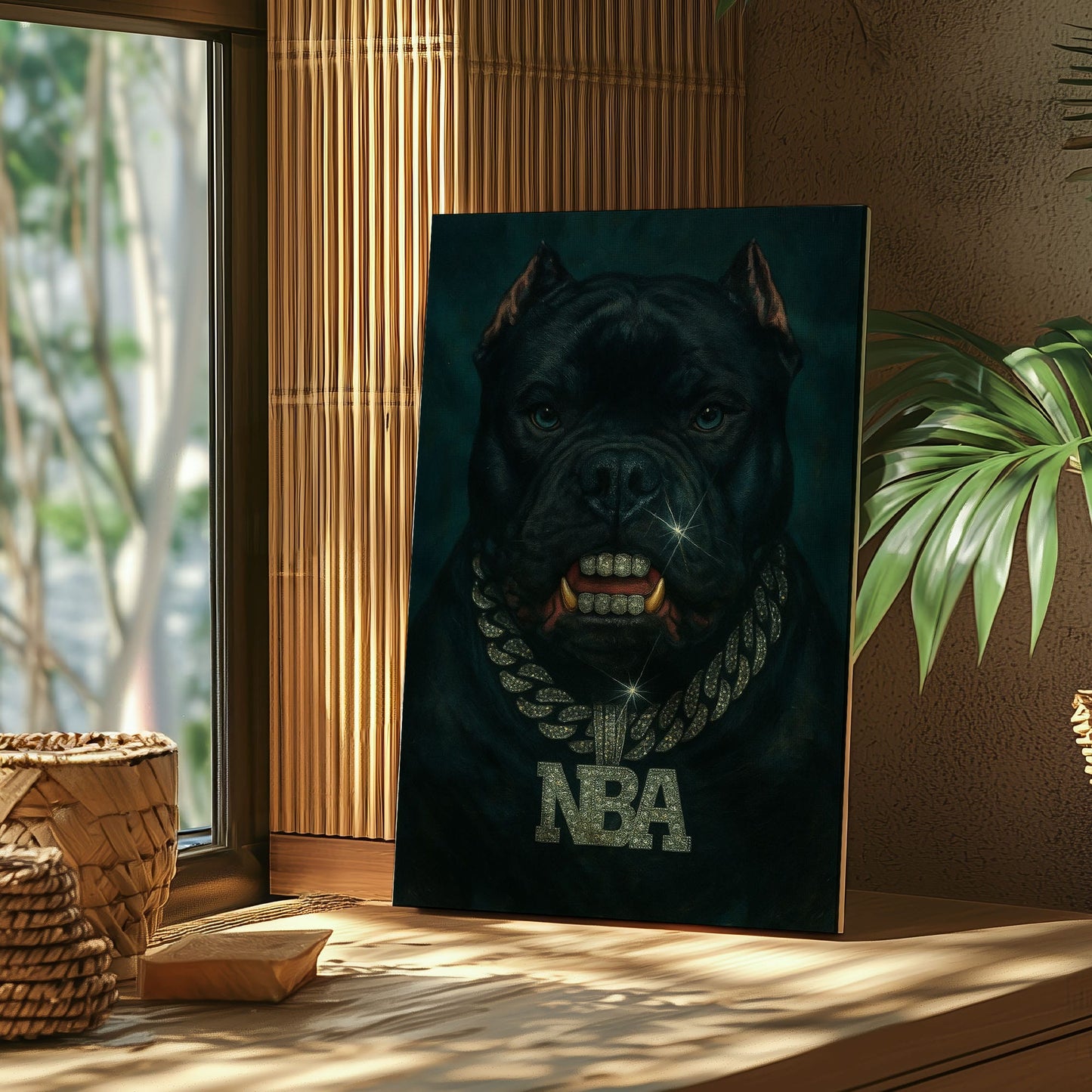 Gangsta Bully Dog Print  Wall Art Canvas Streetwear Home Decor