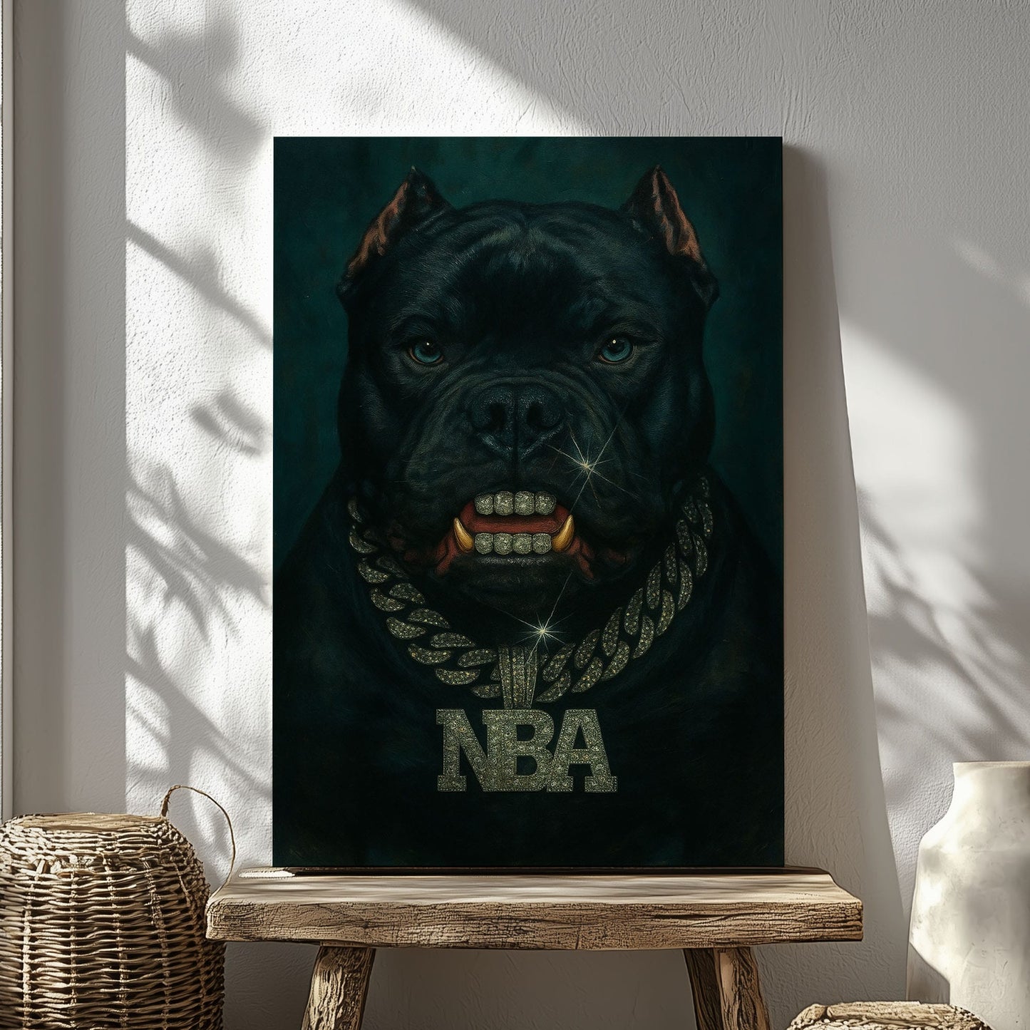 Gangsta Bully Dog Print  Wall Art Canvas Streetwear Home Decor