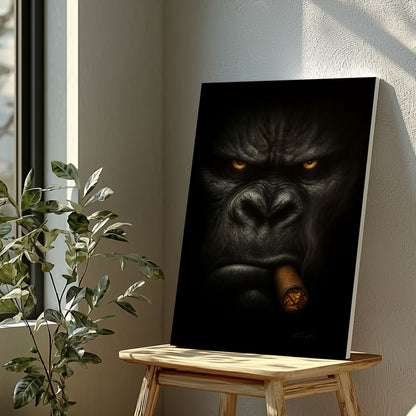 Cigar-Smoking Gorilla Bold Man Cave Wall Art
