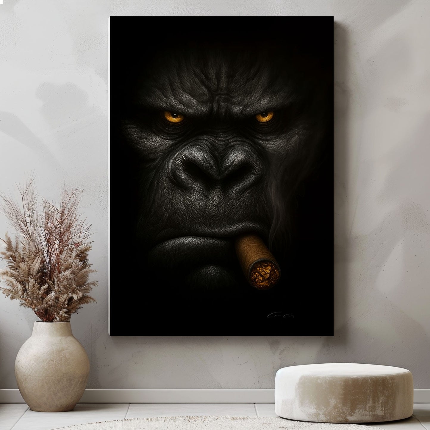Cigar-Smoking Gorilla Bold Man Cave Wall Art