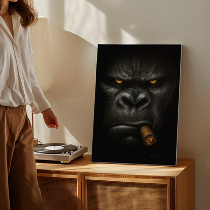 Cigar-Smoking Gorilla Bold Man Cave Wall Art