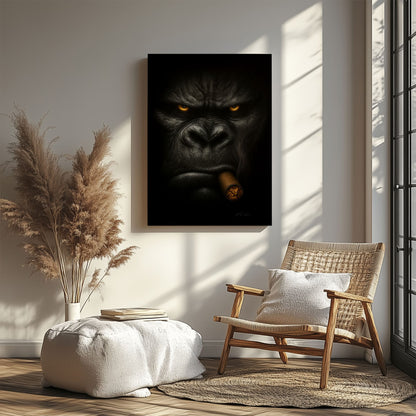 Cigar-Smoking Gorilla Bold Man Cave Wall Art