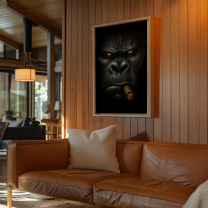 Cigar-Smoking Gorilla Bold Man Cave Wall Art