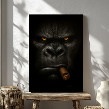 Cigar-Smoking Gorilla Bold Man Cave Wall Art