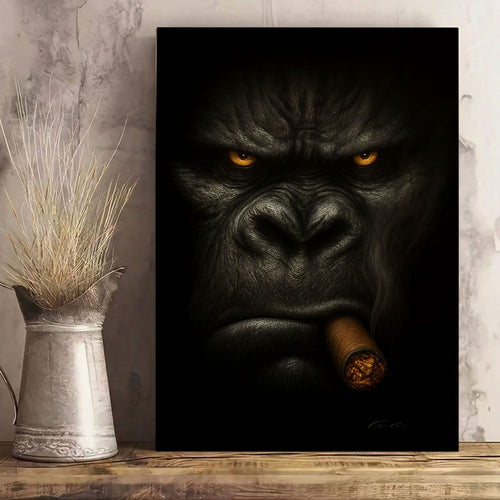 Cigar-Smoking Gorilla Bold Man Cave Wall Art