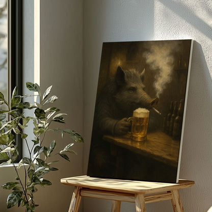 Wild Boar Bar Art – Rustic Cabin Wall Decor for Hunters