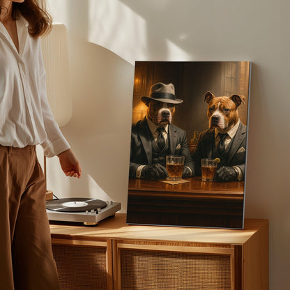Gangster Bulldogs Canvas – Perfect Gift for Whiskey Lover