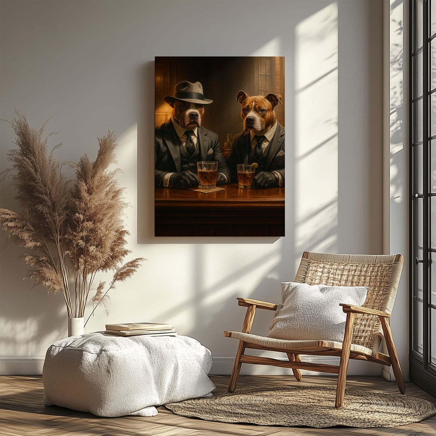 Gangster Bulldogs Canvas – Perfect Gift for Whiskey Lover