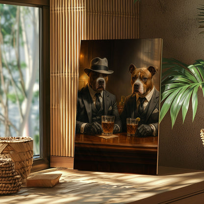 Gangster Bulldogs Canvas – Perfect Gift for Whiskey Lover