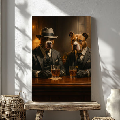 Gangster Bulldogs Canvas – Perfect Gift for Whiskey Lover