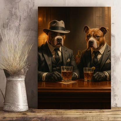 Gangster Bulldogs Canvas – Perfect Gift for Whiskey Lover