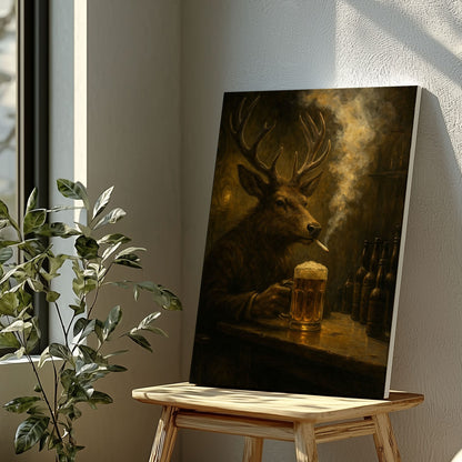 Buck at the Bar – Rustic Deer Wall Art for Cabin & Hunting Decor