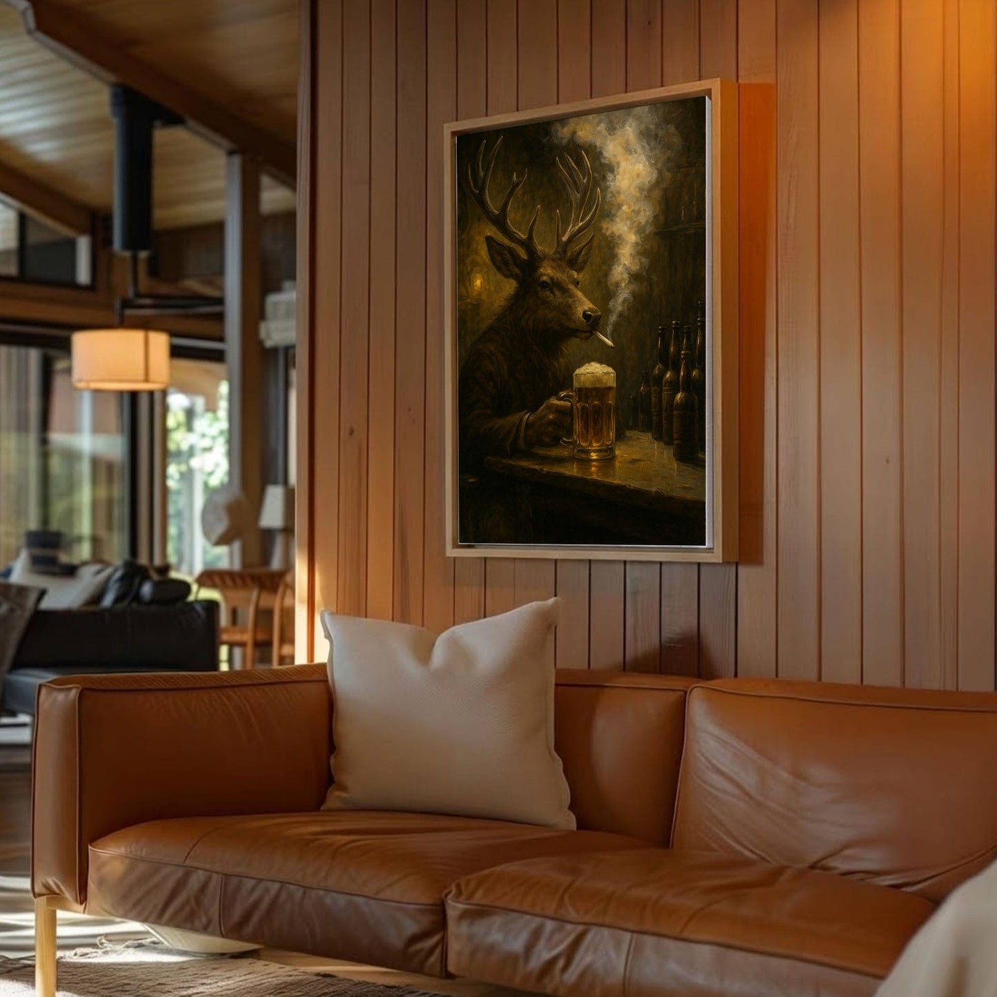 Buck at the Bar – Rustic Deer Wall Art for Cabin & Hunting Decor