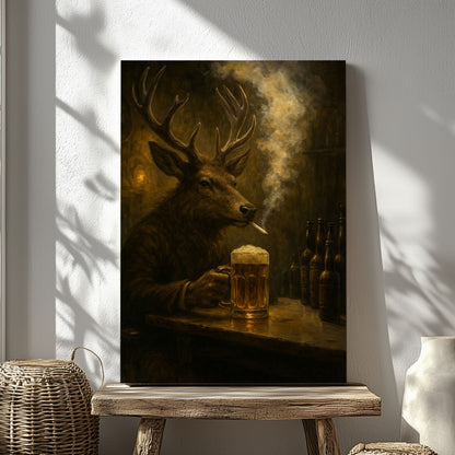 Buck at the Bar – Rustic Deer Wall Art for Cabin & Hunting Decor