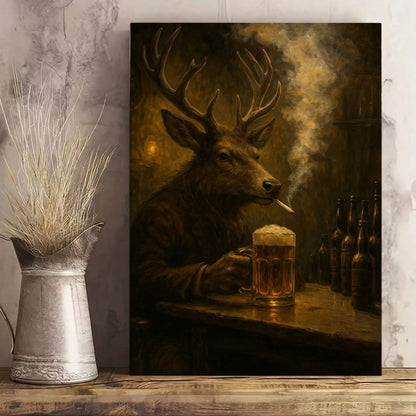 Buck at the Bar – Rustic Deer Wall Art for Cabin & Hunting Decor