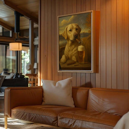 Cigar & Beer Dog Canvas Wall Art Labrador Pub Bar Decor