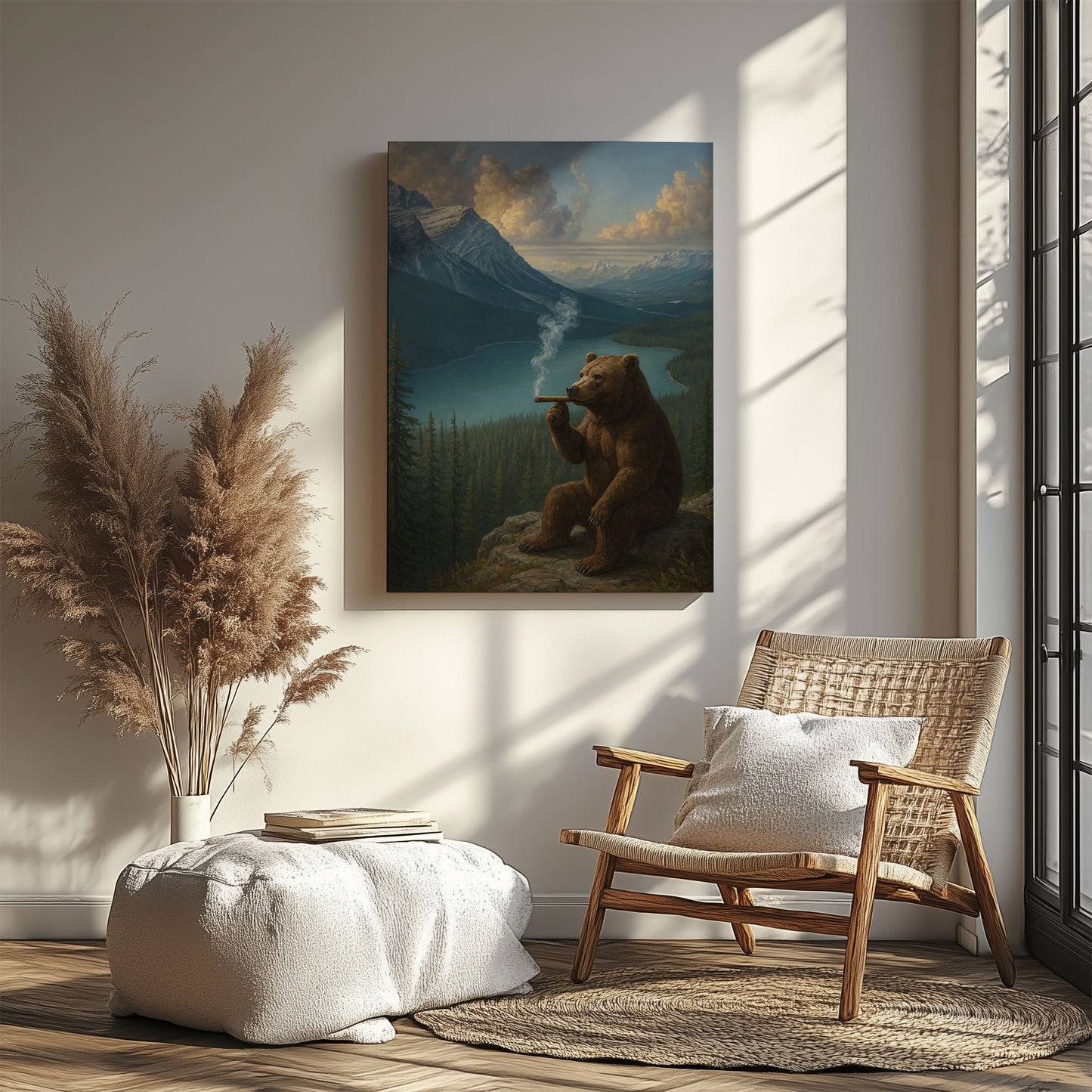 Smoking Bear Mountain View Wall Art – Rustic Cabin Decor