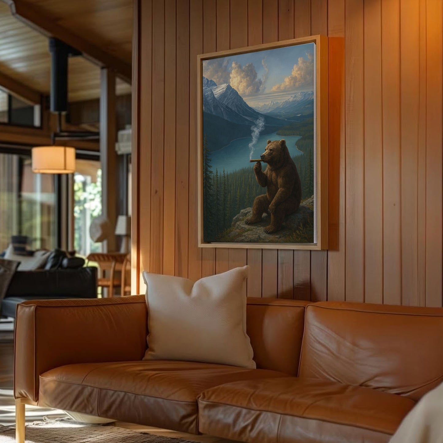 Smoking Bear Mountain View Wall Art – Rustic Cabin Decor