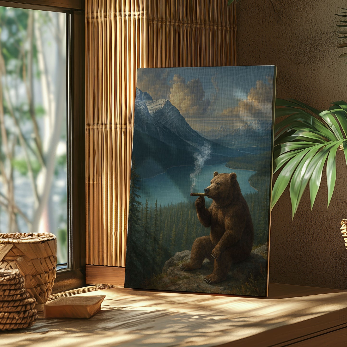 Smoking Bear Mountain View Wall Art – Rustic Cabin Decor