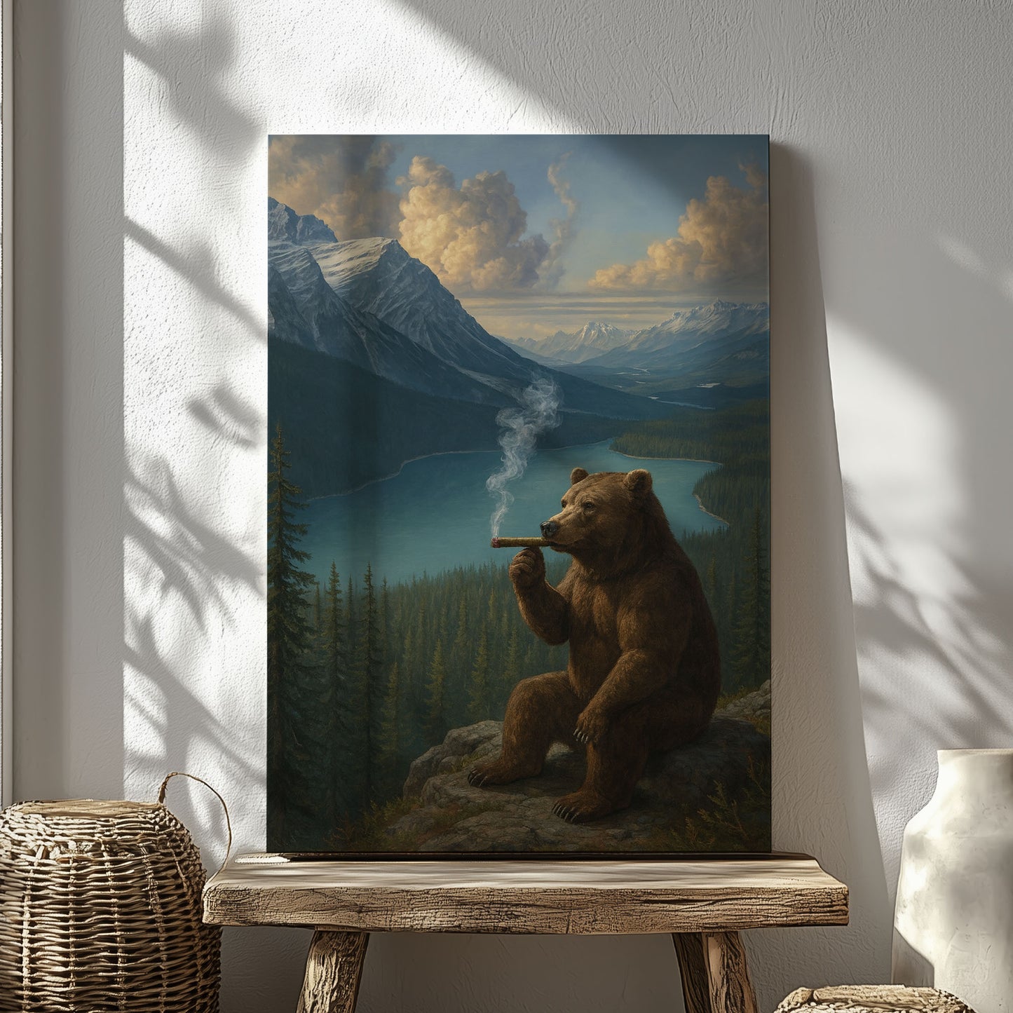 Smoking Bear Mountain View Wall Art – Rustic Cabin Decor