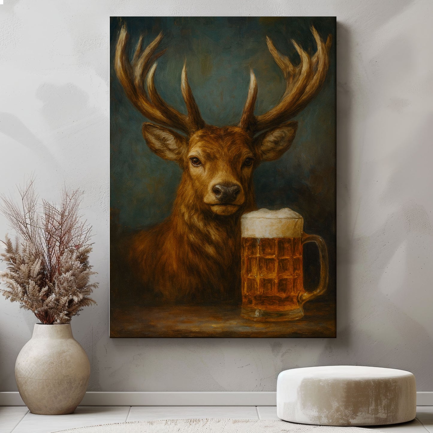 Beer Buck Canvas Funny Lodge Cabin Decor