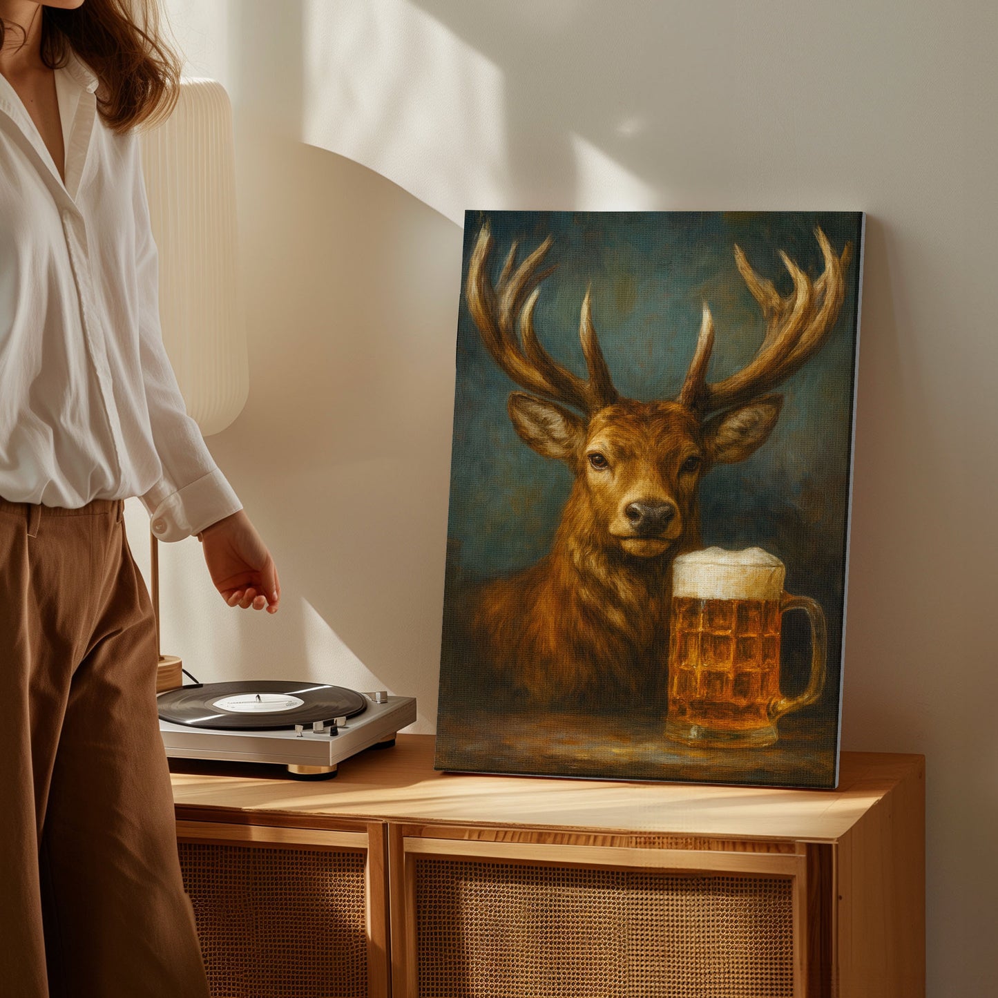 Beer Buck Canvas Funny Lodge Cabin Decor