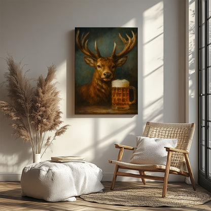 Beer Buck Canvas Funny Lodge Cabin Decor