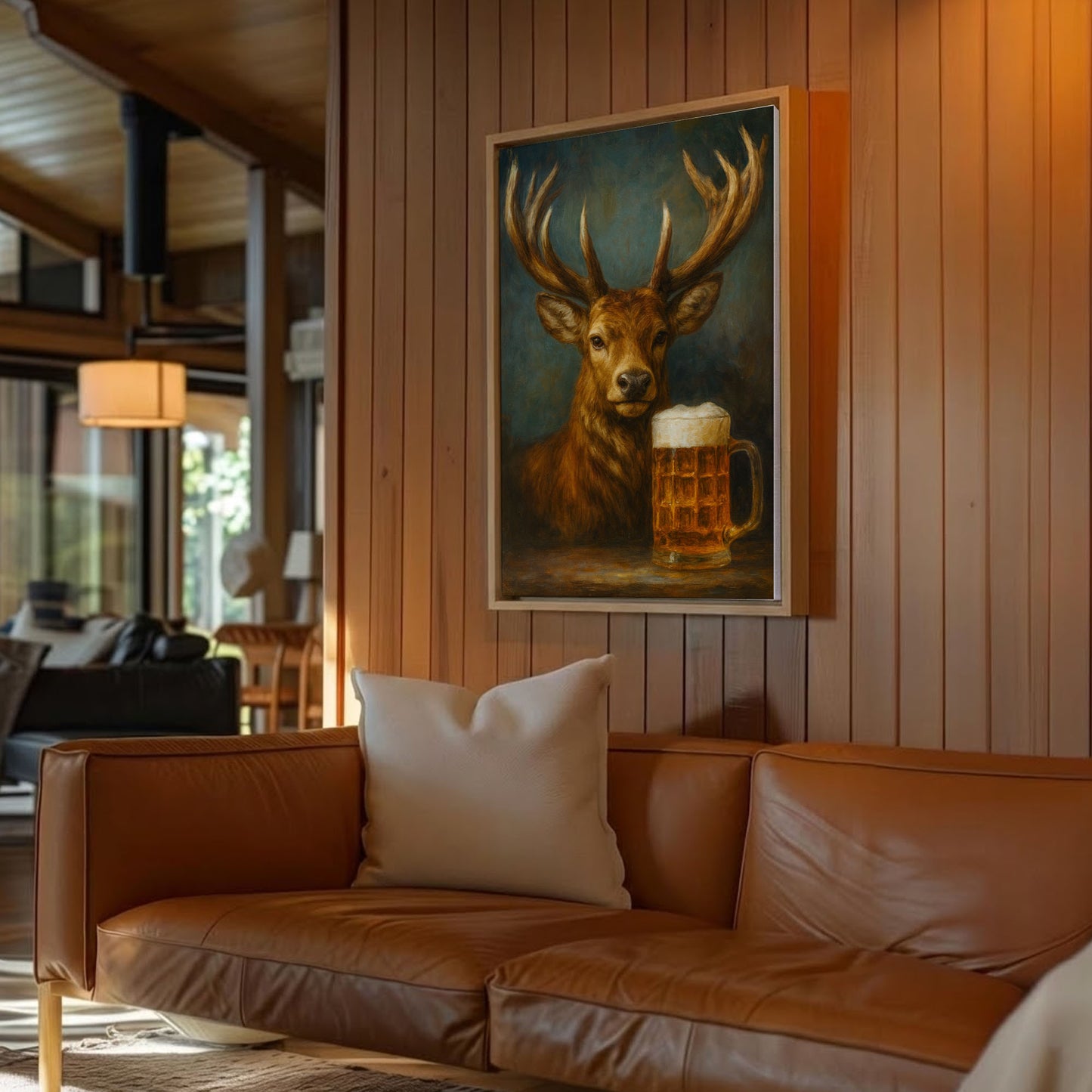 Beer Buck Canvas Funny Lodge Cabin Decor