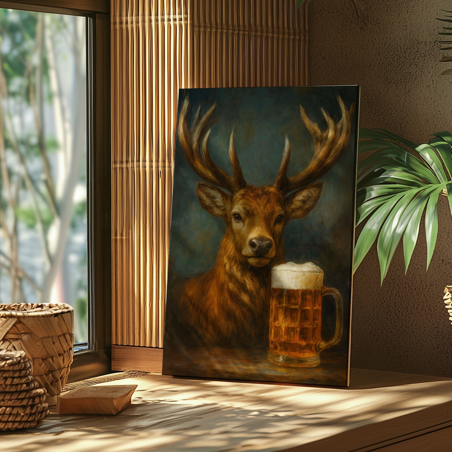 Beer Buck Canvas Funny Lodge Cabin Decor