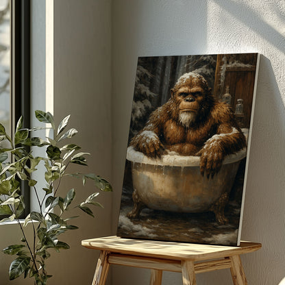 Bigfoot Bath Time Wall Art Funny Sasquatch Bathroom Decor