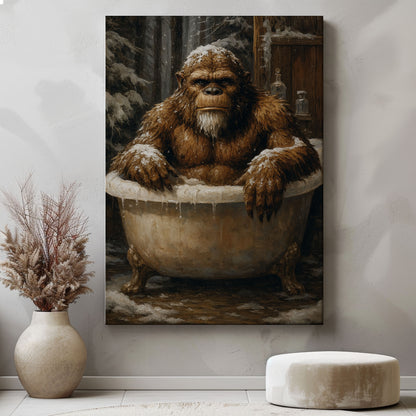 Bigfoot Bath Time Wall Art Funny Sasquatch Bathroom Decor