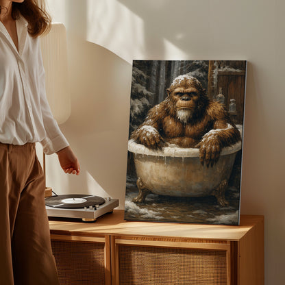 Bigfoot Bath Time Wall Art Funny Sasquatch Bathroom Decor