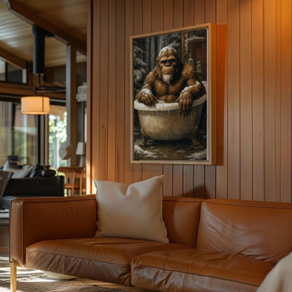 Bigfoot Bath Time Wall Art Funny Sasquatch Bathroom Decor