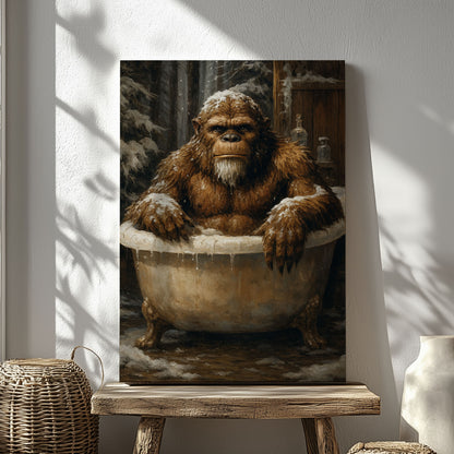 Bigfoot Bath Time Wall Art Funny Sasquatch Bathroom Decor