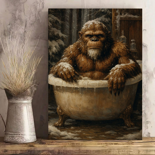 Bigfoot Bath Time Wall Art Funny Sasquatch Bathroom Decor