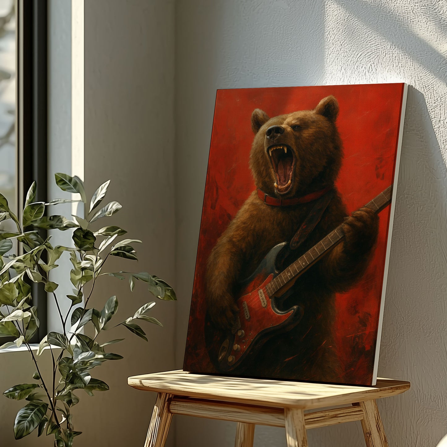 Guitar Bear Wall Art – Funny Music Lover Decor