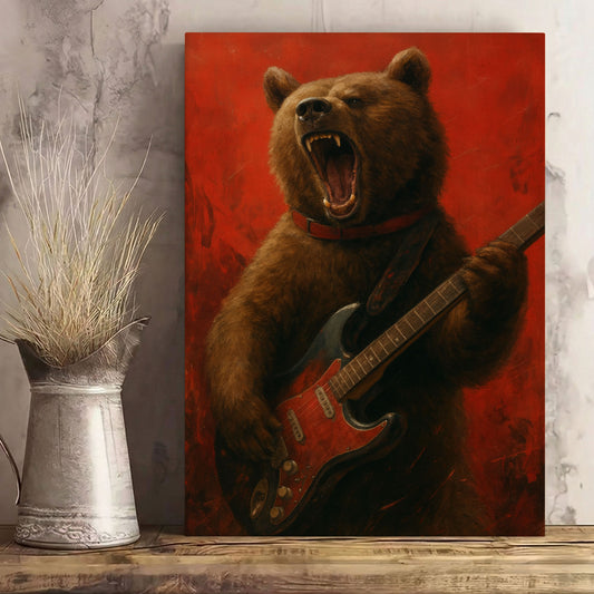 Guitar Bear Wall Art – Funny Music Lover Decor