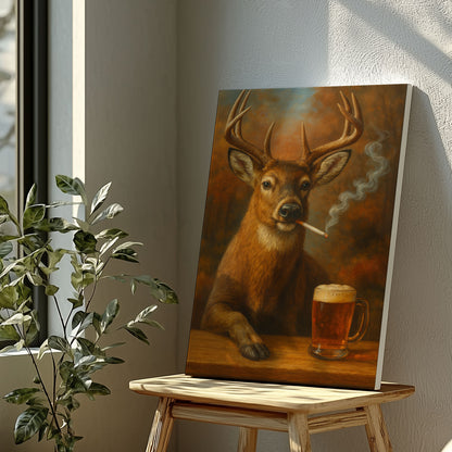 Cigar Deer Bar Canvas Cabin Decor for Hunters