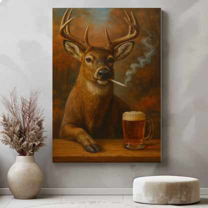 Cigar Deer Bar Canvas Cabin Decor for Hunters