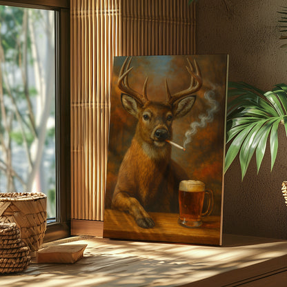 Cigar Deer Bar Canvas Cabin Decor for Hunters