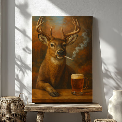 Cigar Deer Bar Canvas Cabin Decor for Hunters