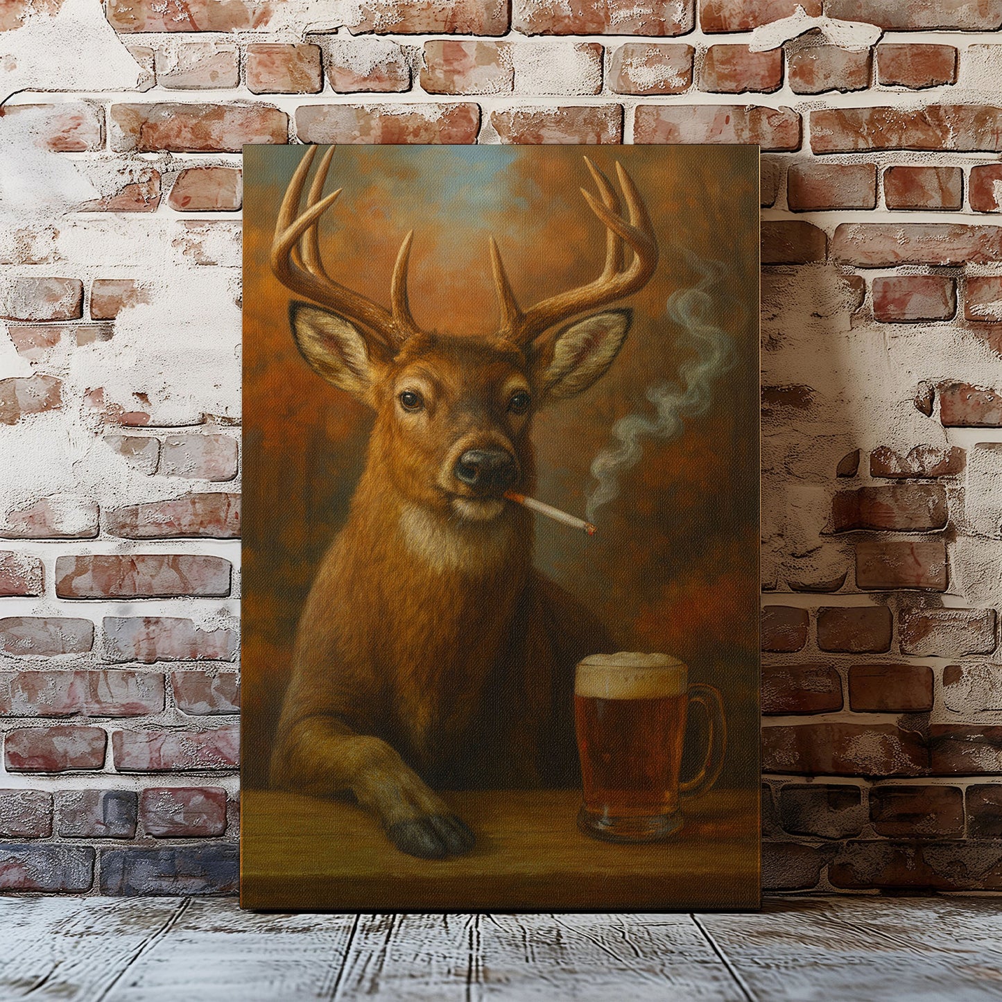 Cigar Deer Bar Canvas Cabin Decor for Hunters