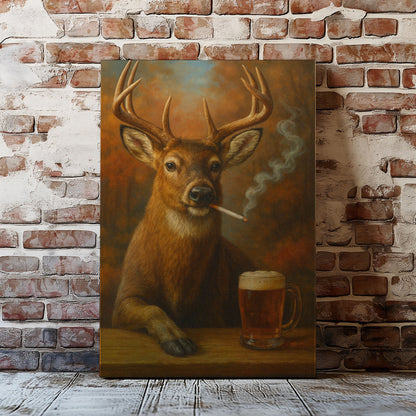 Cigar Deer Bar Canvas Cabin Decor for Hunters