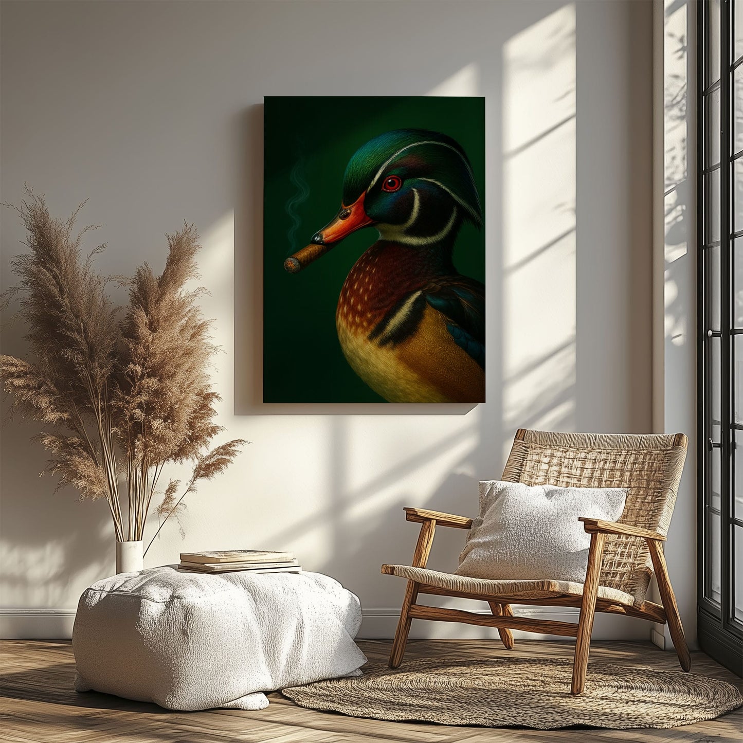 Mallard Duck Smoking Cigar Canvas Wall Art
