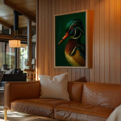 Mallard Duck Smoking Cigar Canvas Wall Art