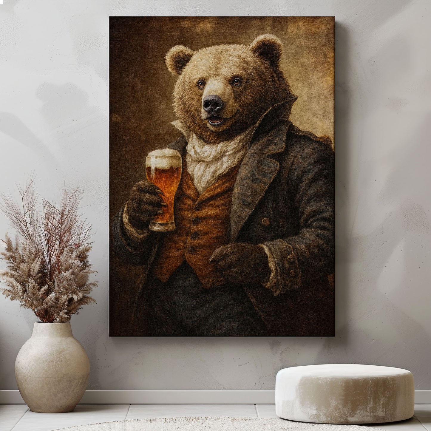 Funny Bear Drinking Beer Wall Art