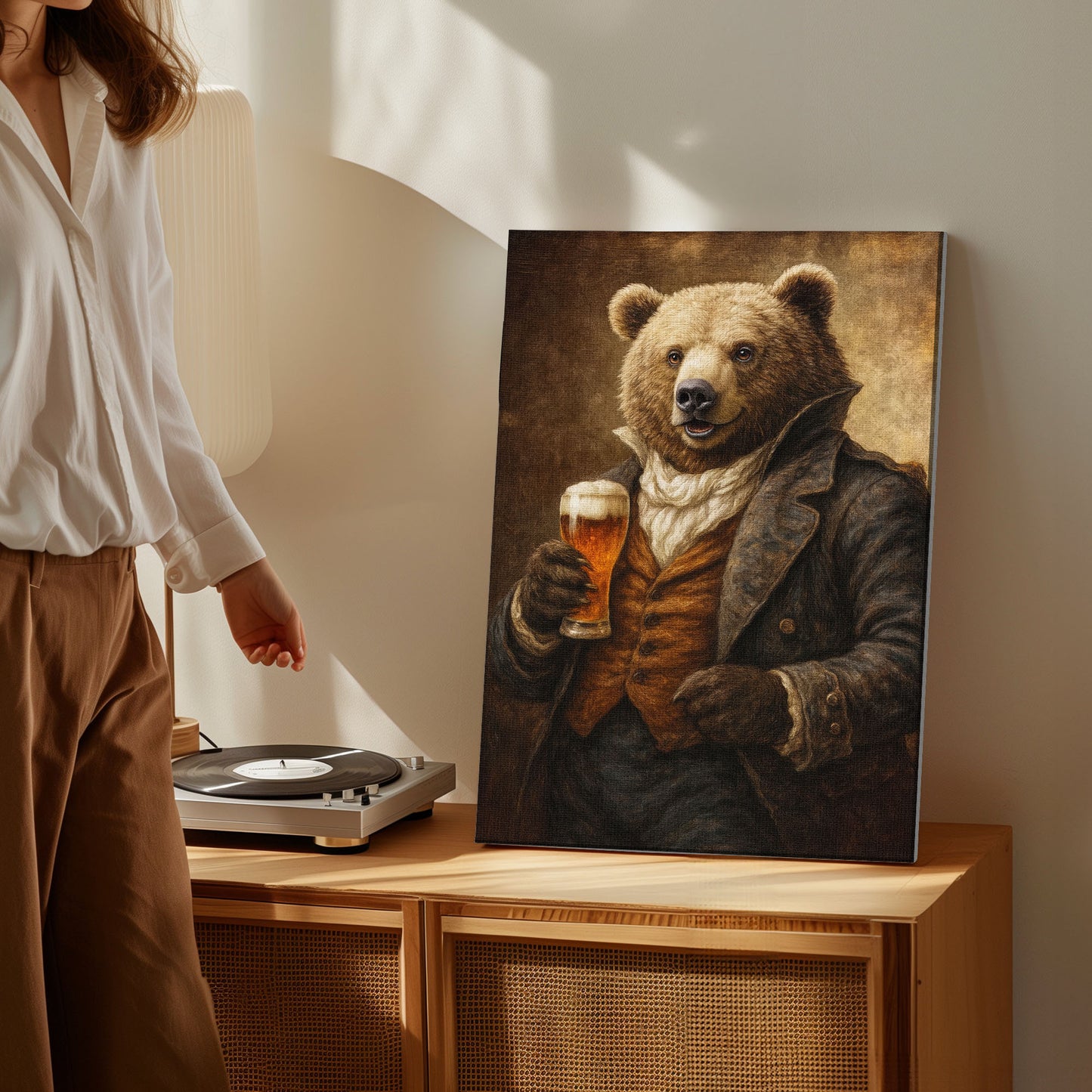 Funny Bear Drinking Beer Wall Art