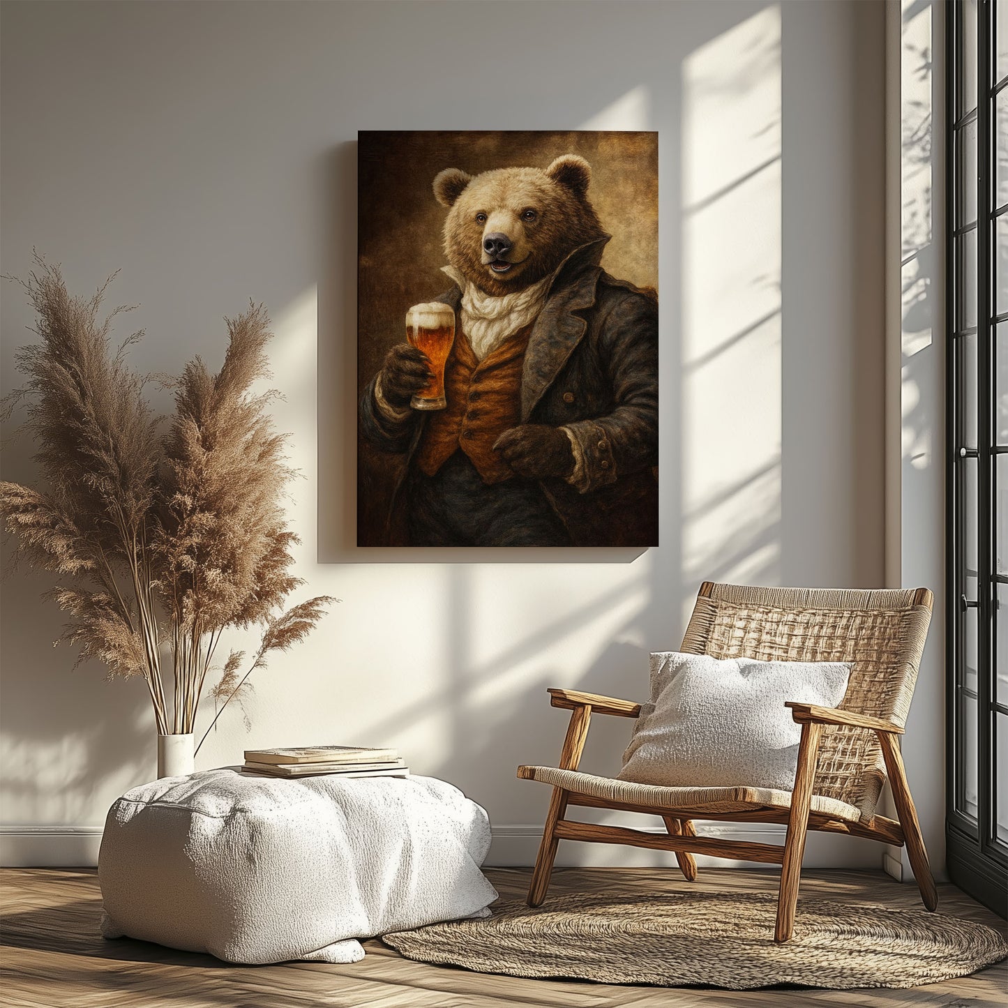 Funny Bear Drinking Beer Wall Art