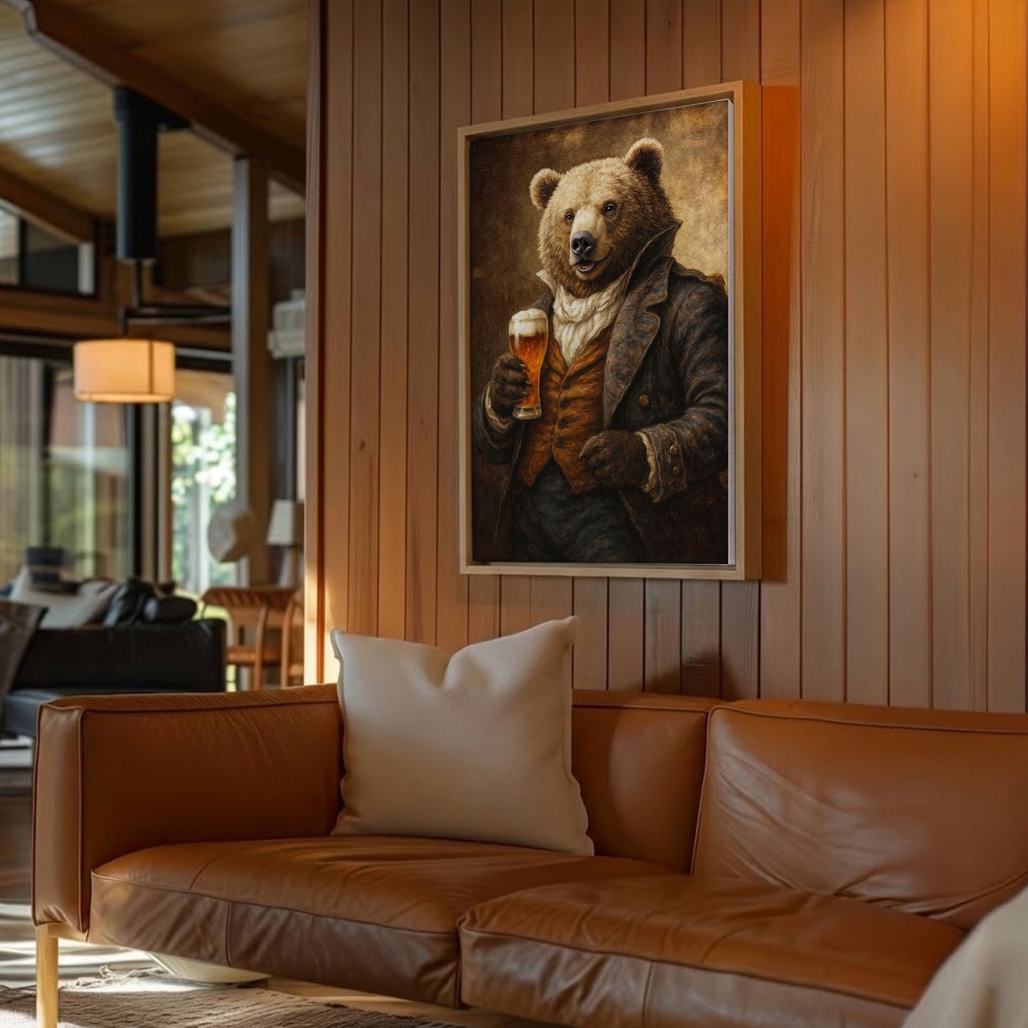 Funny Bear Drinking Beer Wall Art