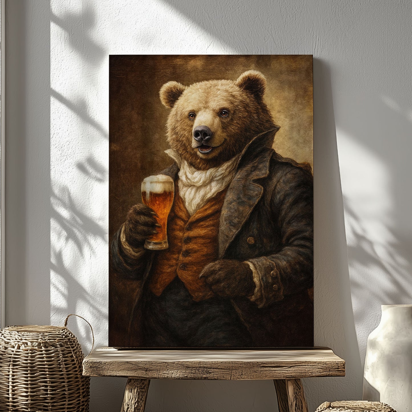 Funny Bear Drinking Beer Wall Art